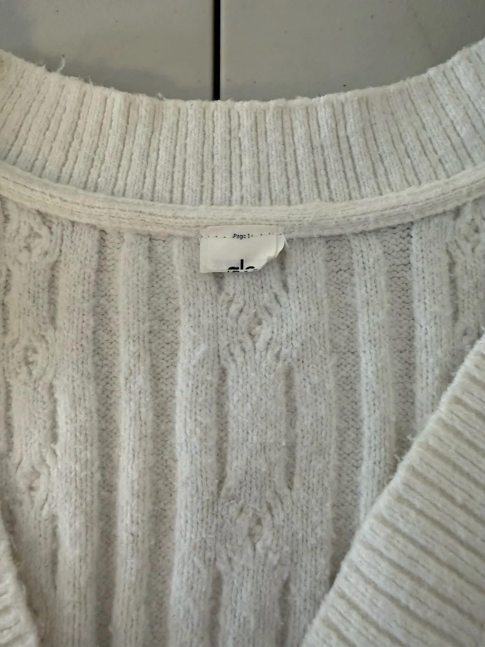 Alo Yoga Cable Knit Winter Bliss Cardigan Ivory Cream Button Front Sweater M